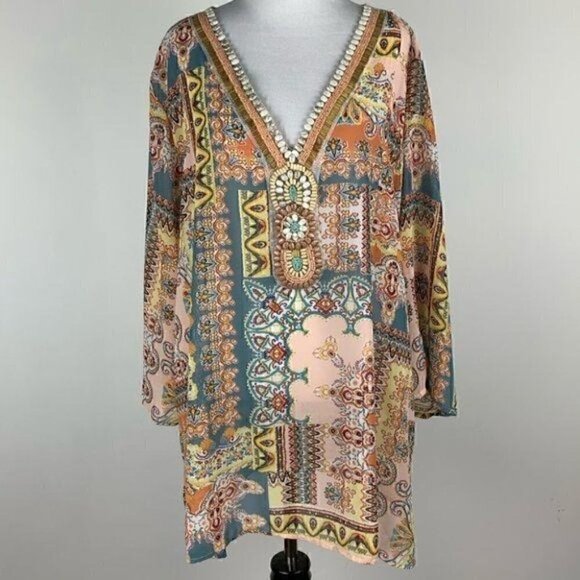 New Melissa page top sz 2X geometric tunic beach - Picture 10 of 10